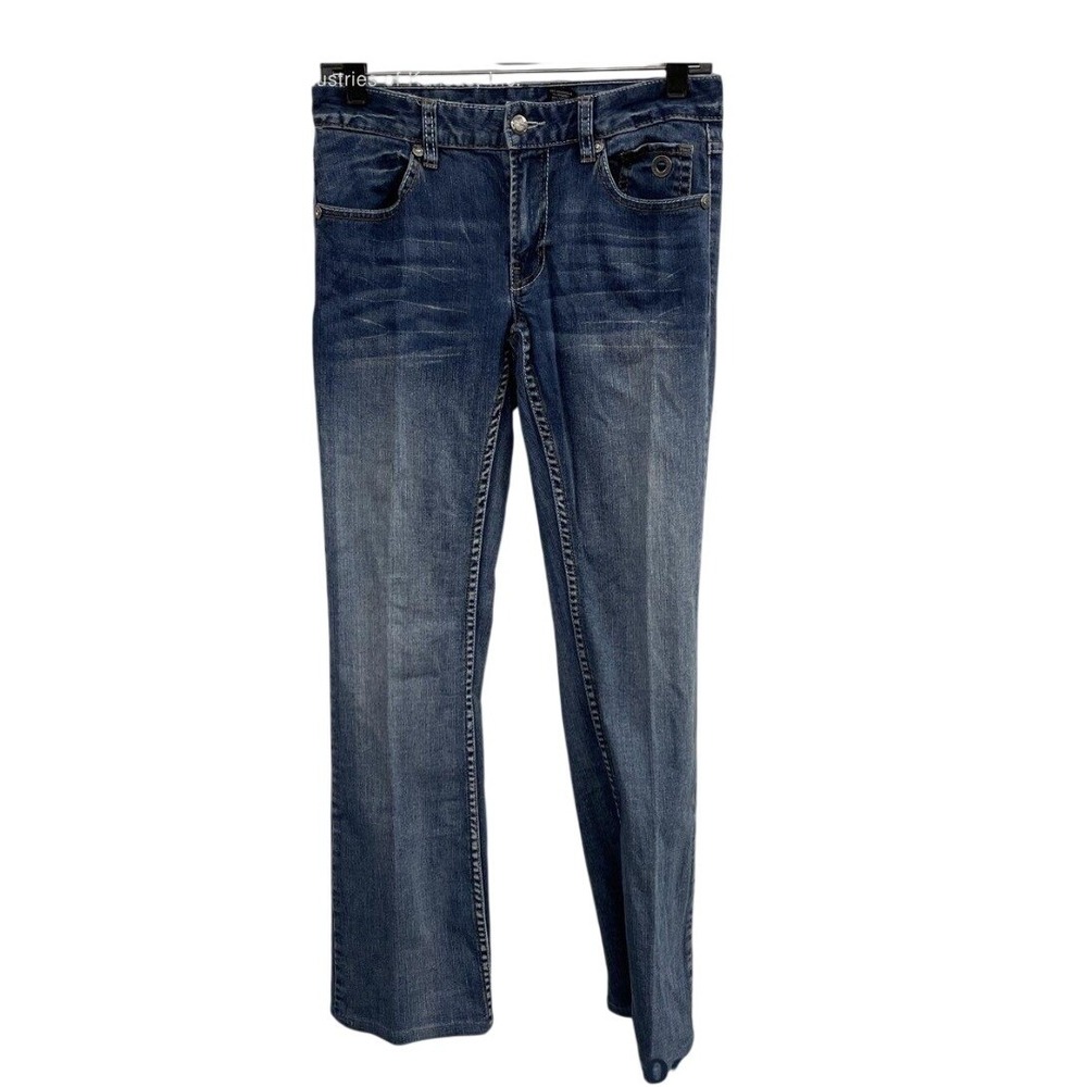 Harley-Davidson Women Blue Embroidered Rhinestone Bootcut Jeans Size 2 Tall 2T